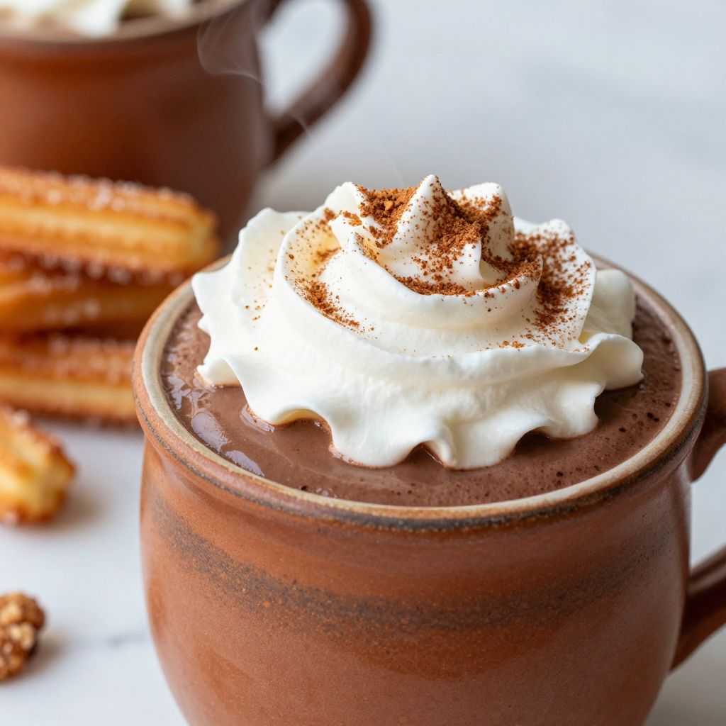 Abuelita hot chocolate in mugs with cinnamon stick