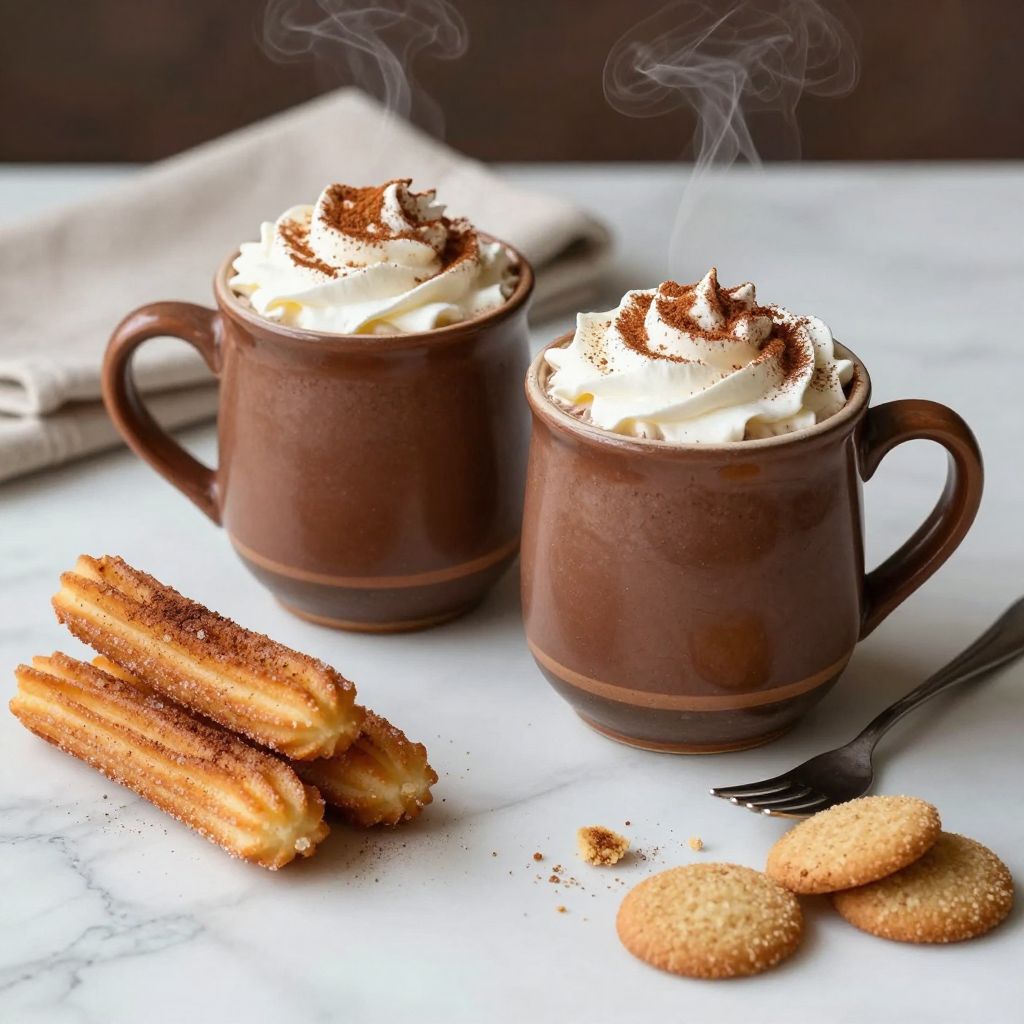 Close-up of Abuelita hot chocolate drink with whipped cream and cinnamon