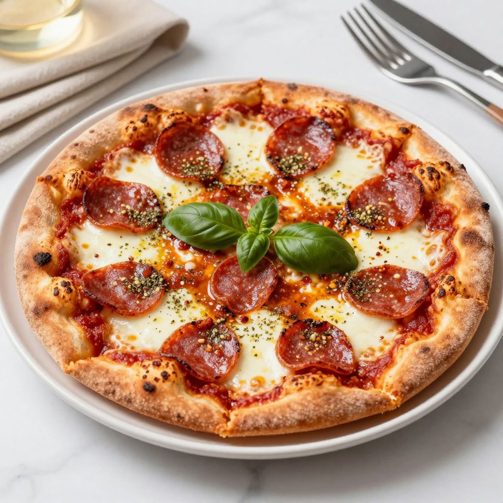 Slices of air fryer pizza on plate