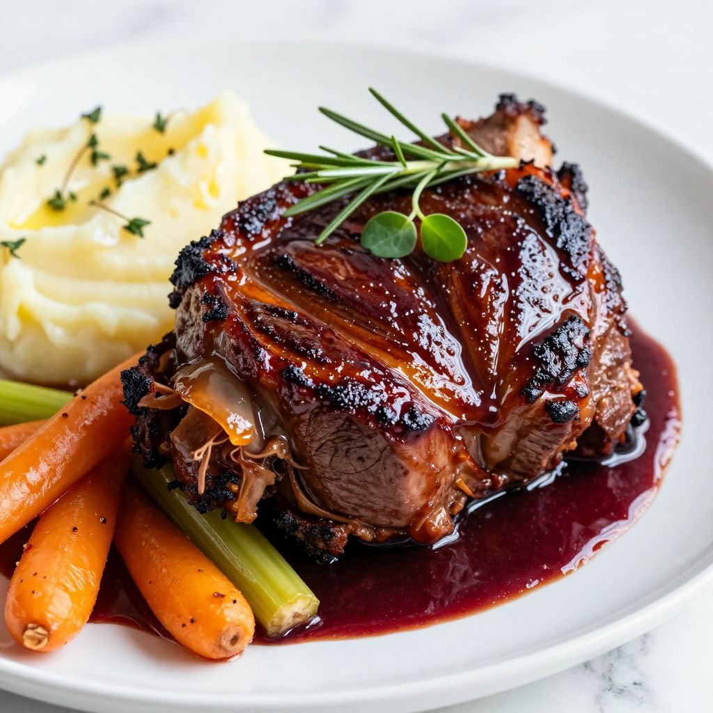 Braised beef cheeks in red wine