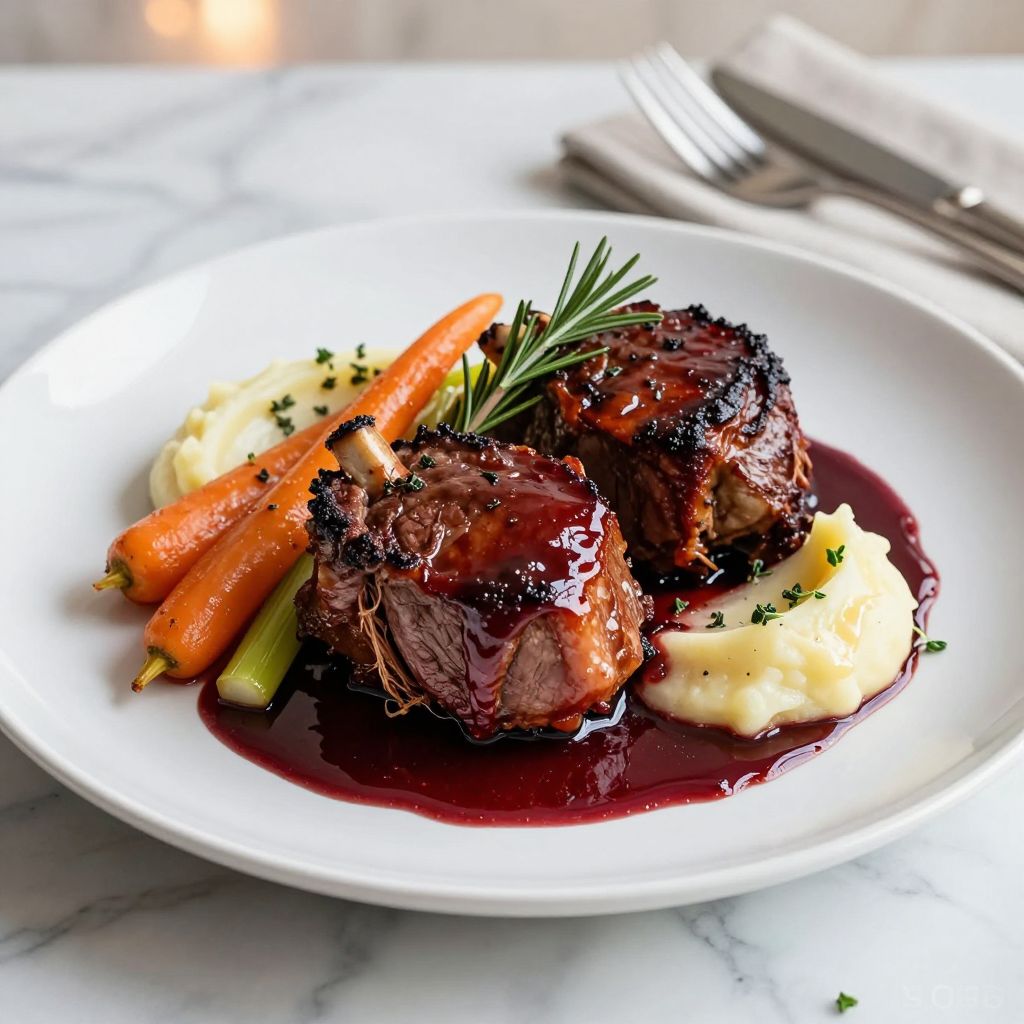 Tender beef cheeks served with sauce