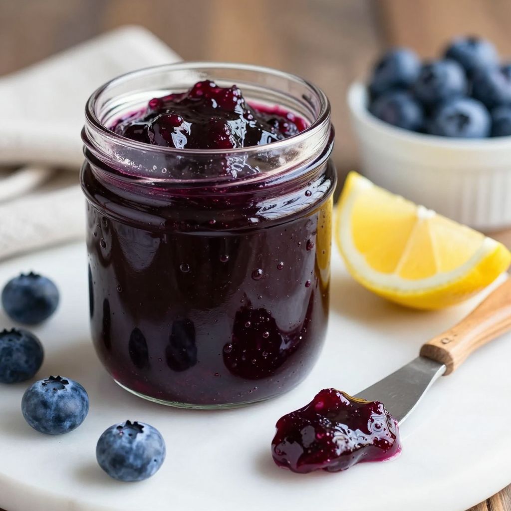 Finished blueberry jam jars