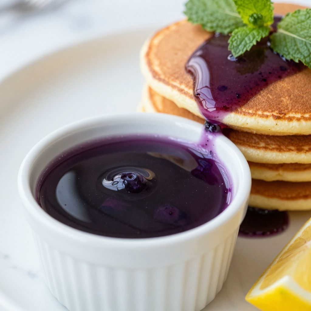 Blueberry simple syrup in a jar