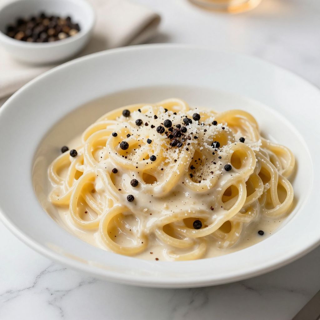 Finished Cacio e Pepe pasta
