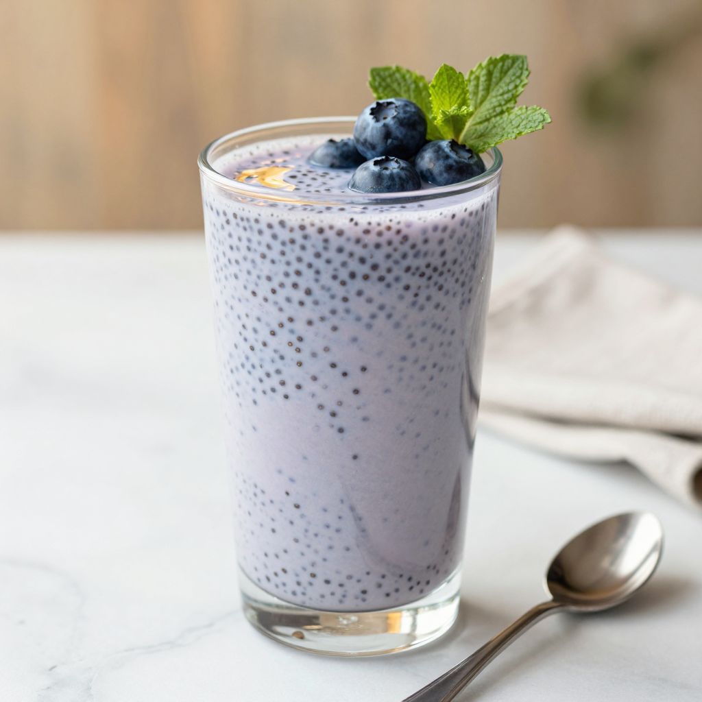 Glass of prepared chia seed drink