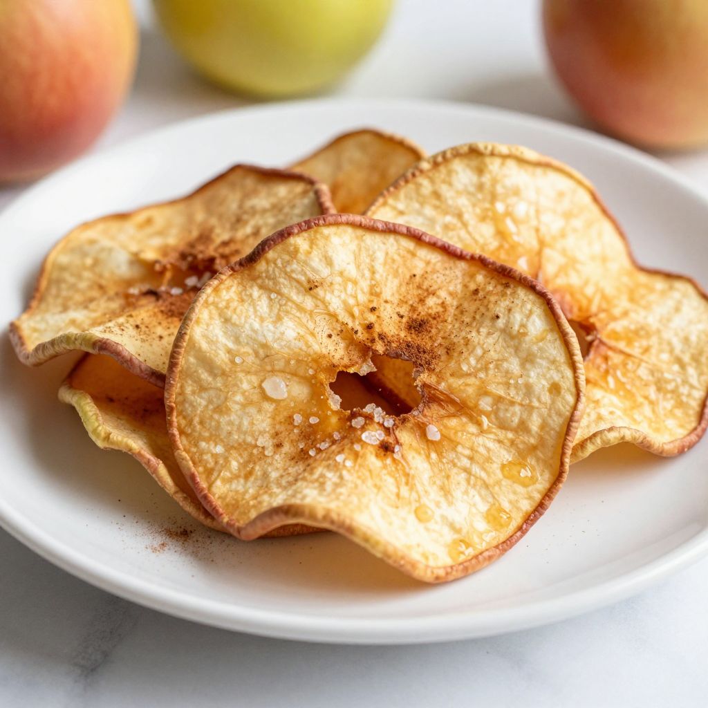 Dehydrated apple slices on dehydrator trays