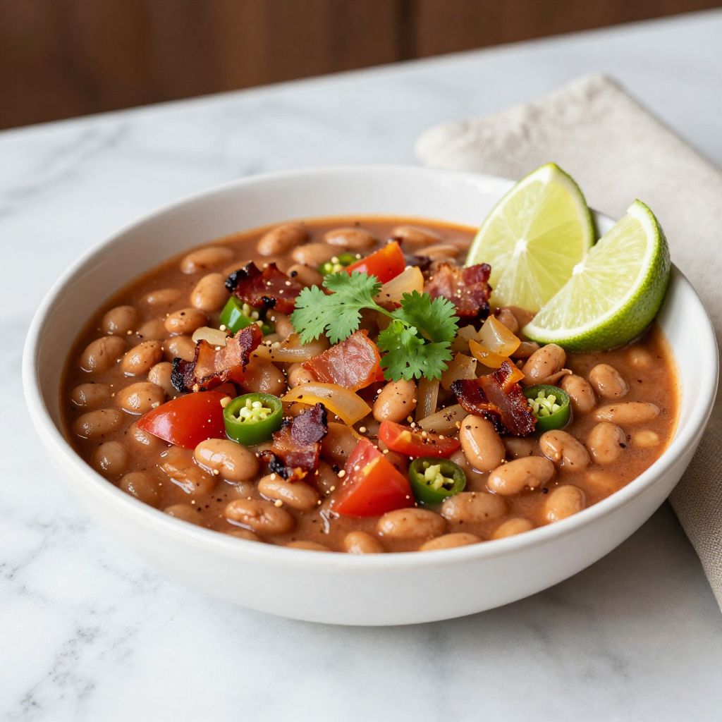 Easy Charro Beans Served