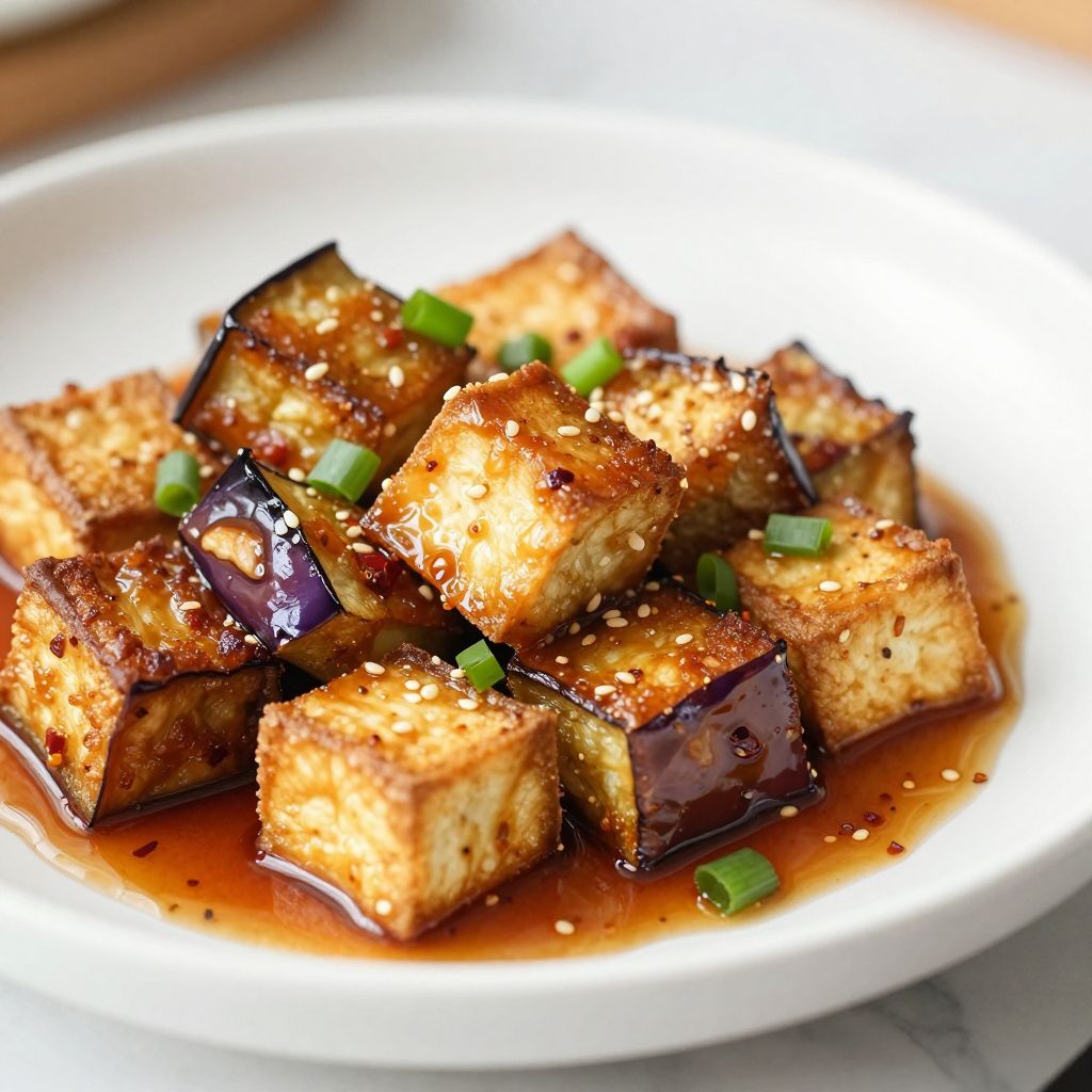 Eggplant and tofu cooking step