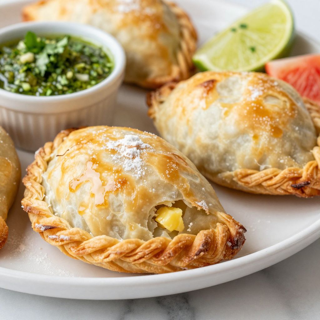 Flaky empanada dough process shot