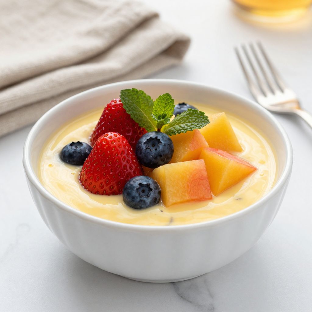 Fruit Custard in serving glasses