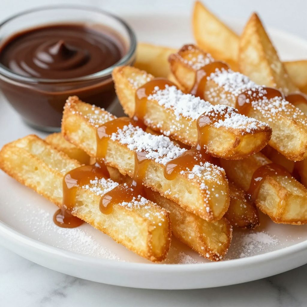 Funnel Cake Fries in Hot Oil