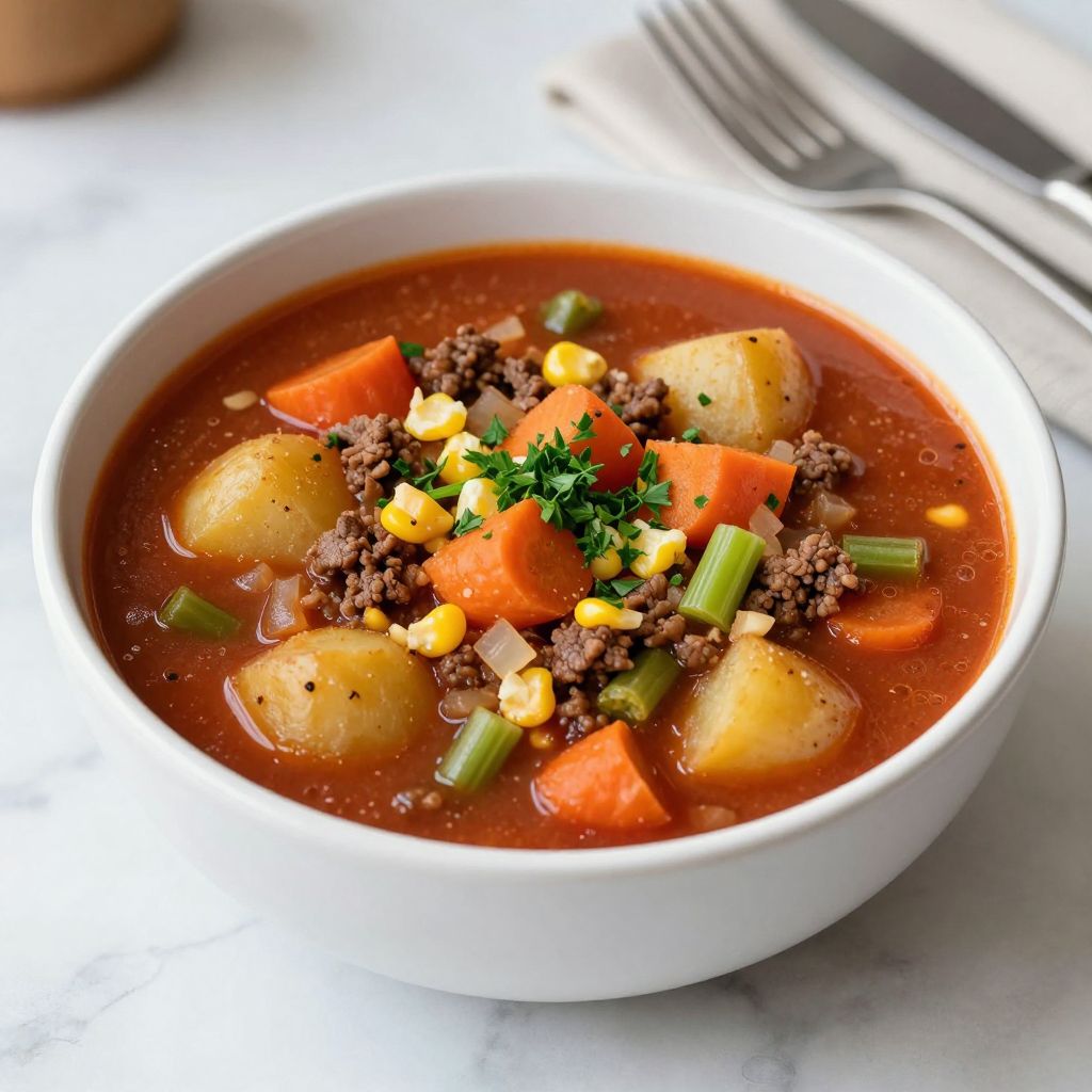 Serving of hobo stew in bowl