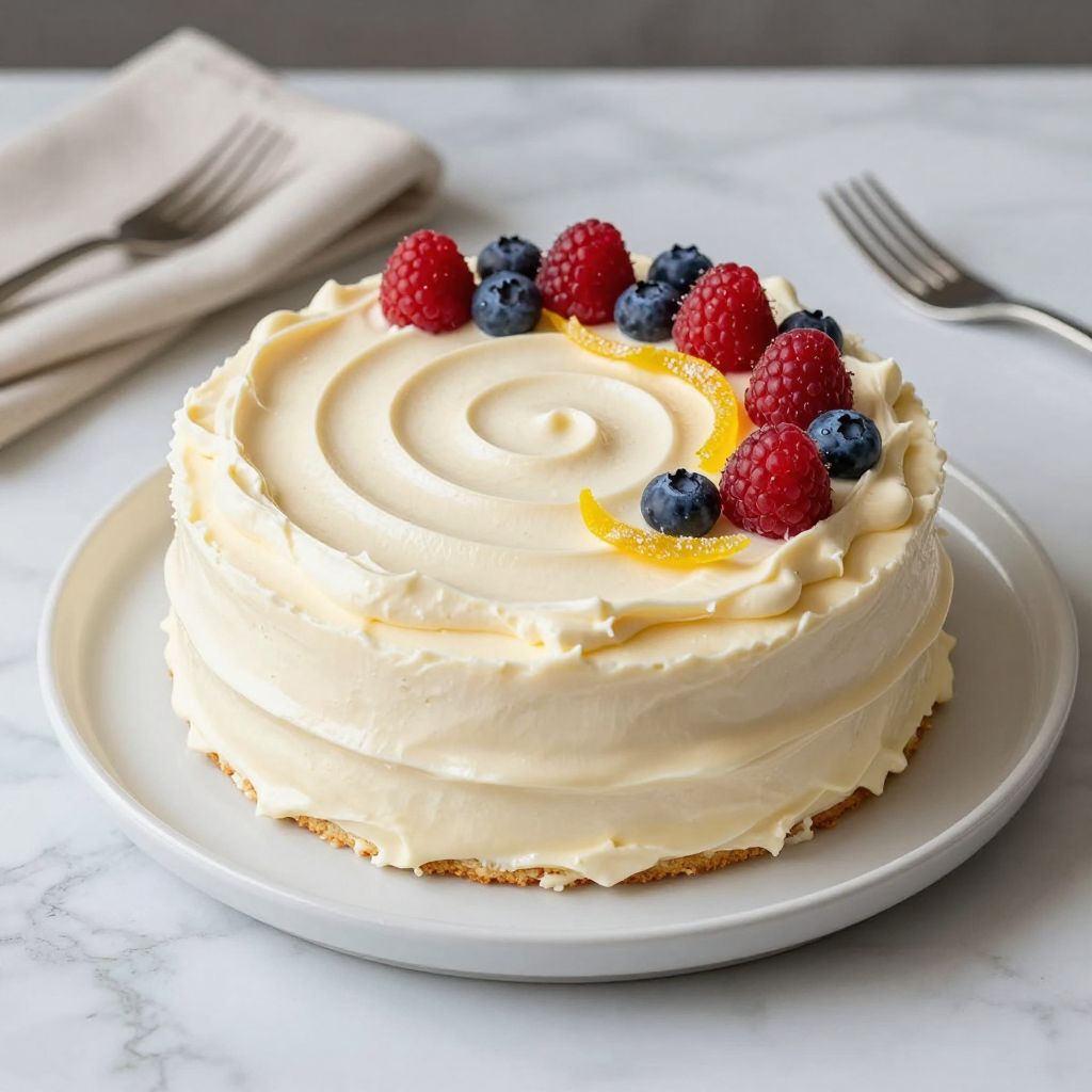 Finished cake with mascarpone frosting