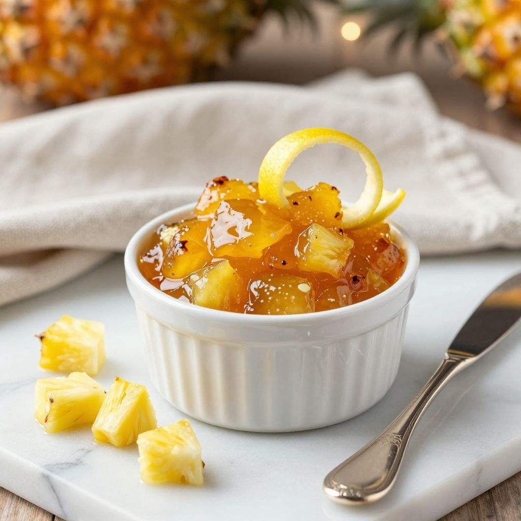 Finished pineapple jam jars and toast