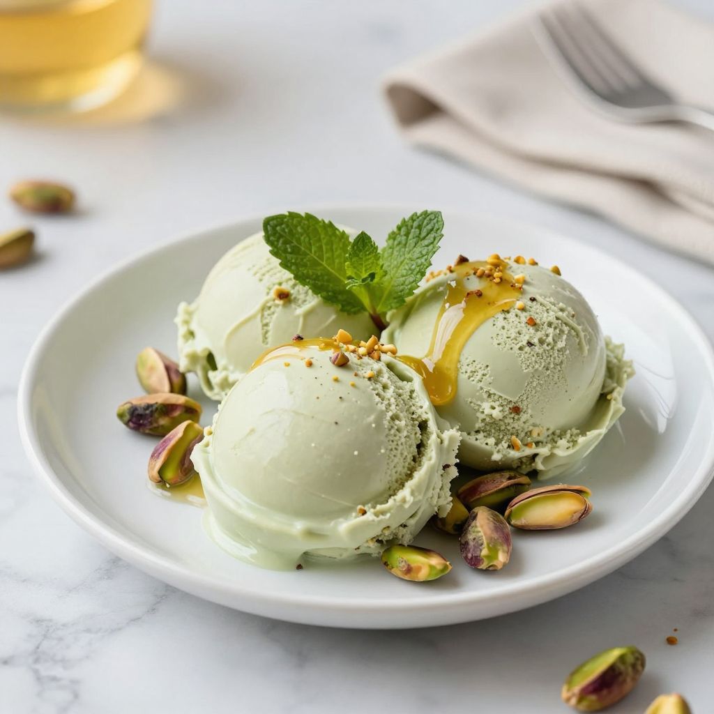Pistachio gelato final serving