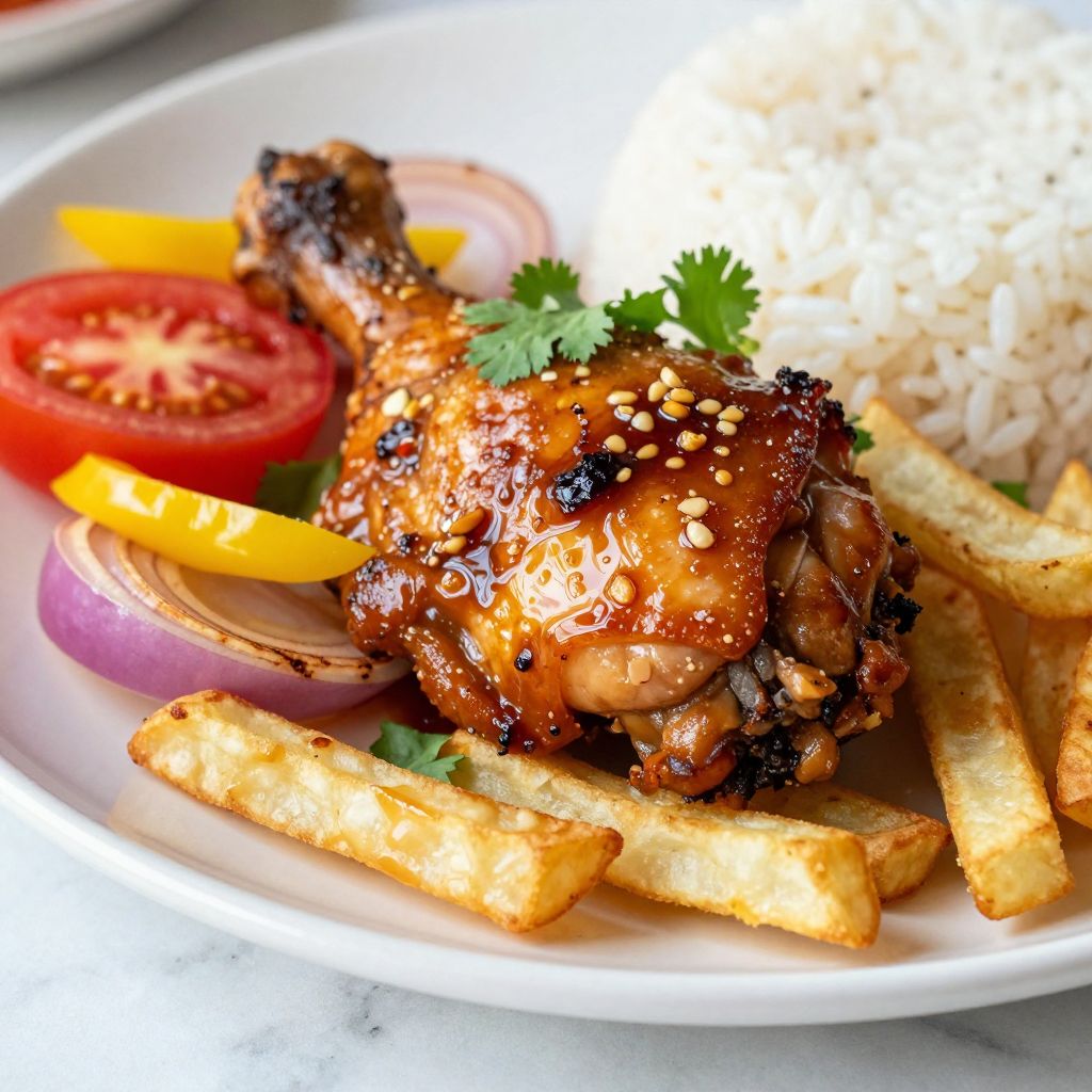 Pollo saltado stir fry with fries