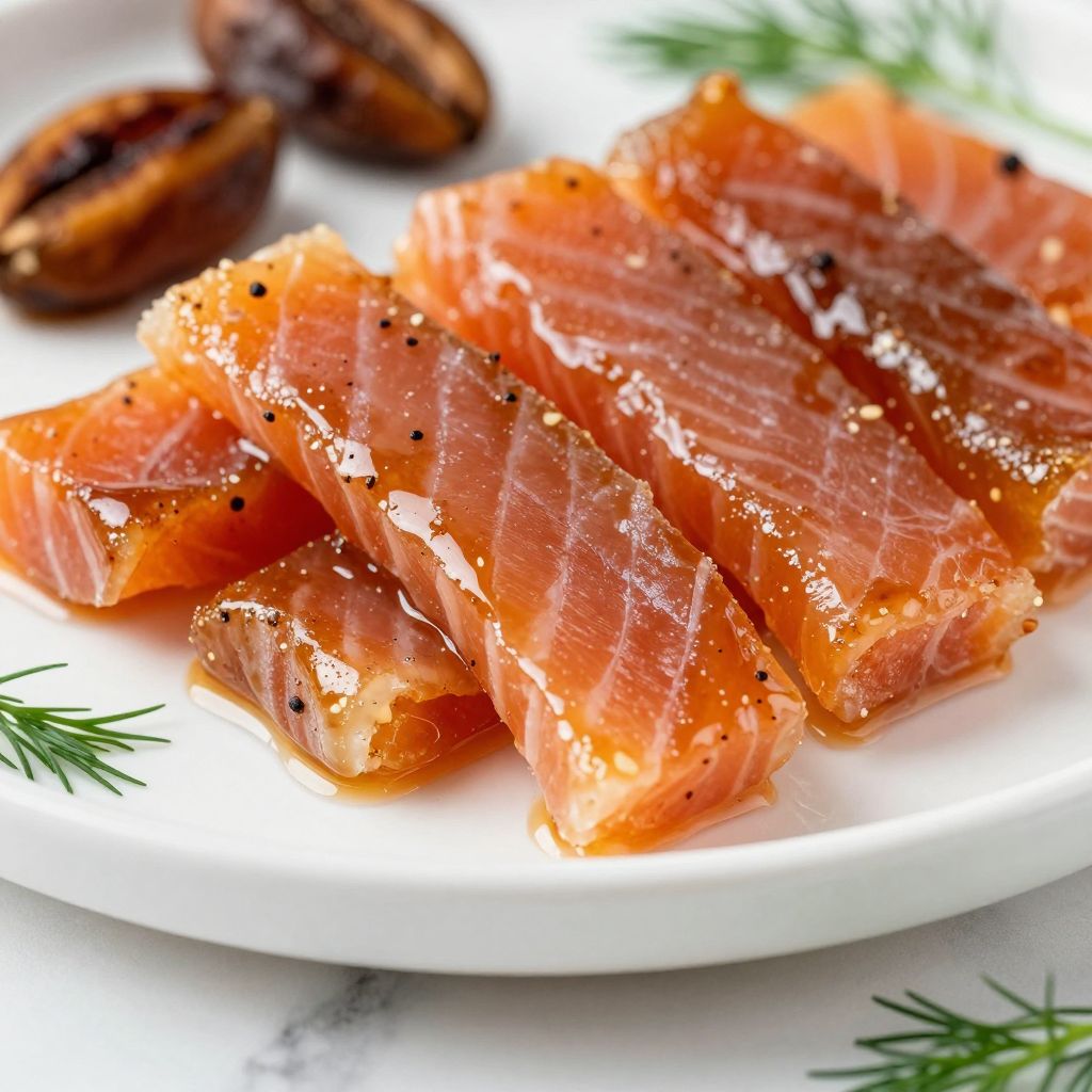 Salmon candy on rack