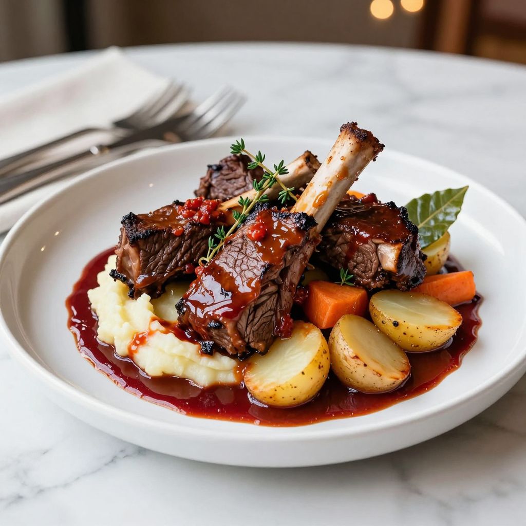 Finished short ribs served