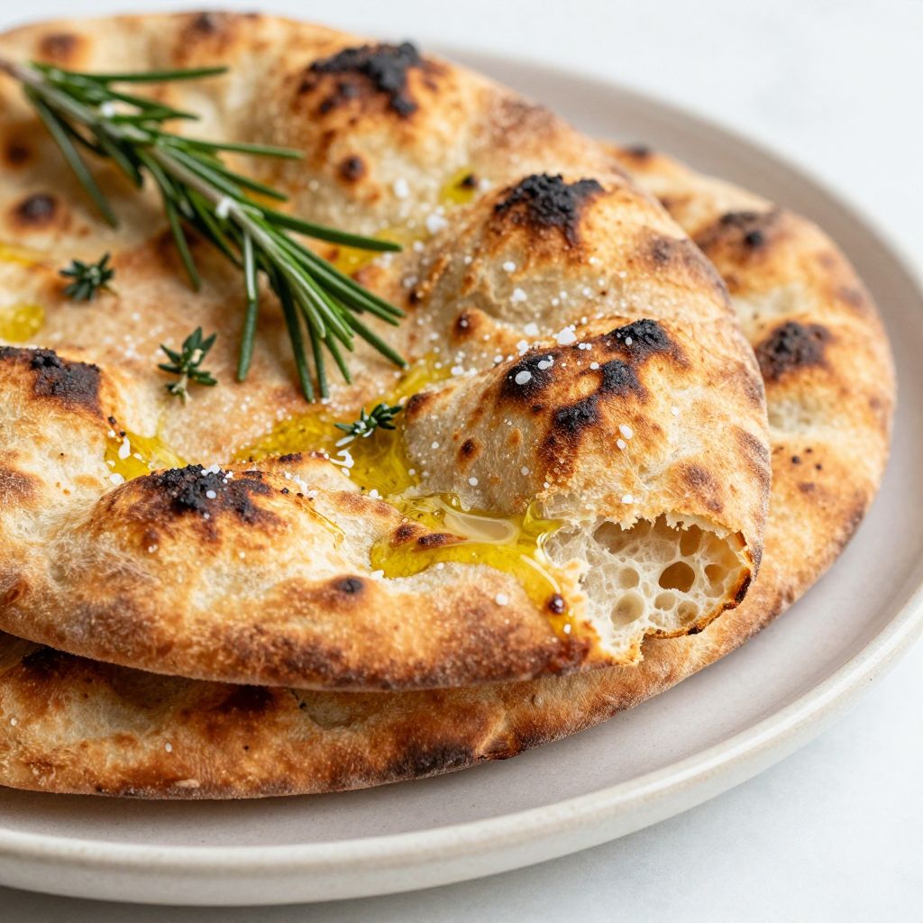 Sourdough flatbread cooking step